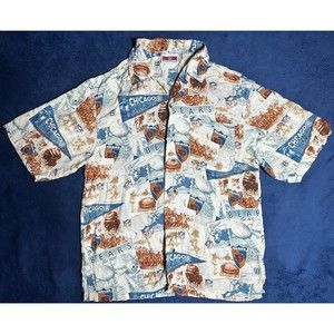 Chicago Bears NFL Rayon All Over Print Button Camp Shirt Hawaiian Men's Size M